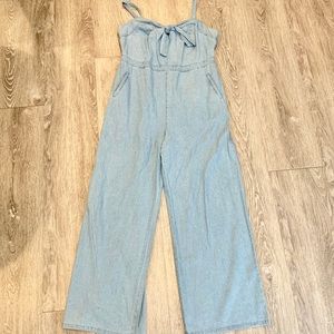 F21 Denim Jumpsuit PLUS SIZE 1X Bow Jumper Romper
